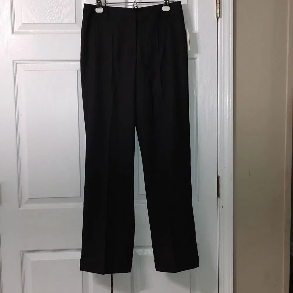 Investments The 5th Ave Fit black dress pants with red pinstripe  Sz 8 NWT